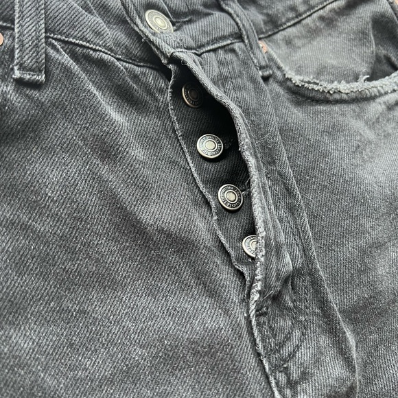 Free People Distressed Wide Leg Cropped Jeans ⭐️ Size 26 ⭐️ Button Fly - Picture 3 of 6